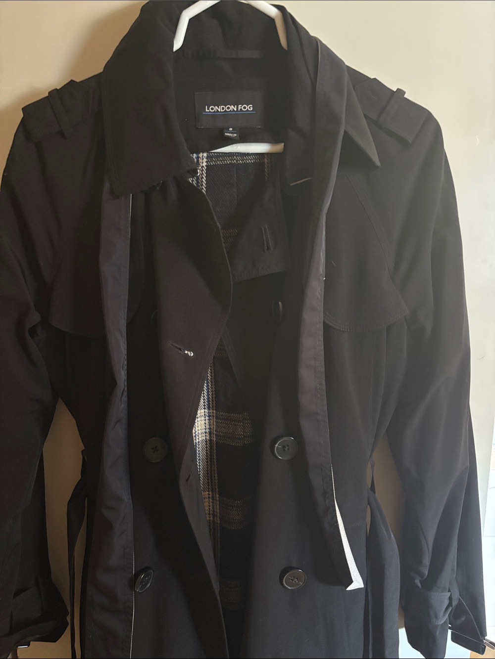 London Fog Black Double-Breasted Trench Coat